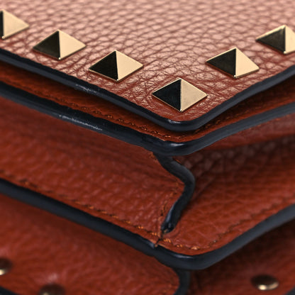 Valentino Garavani Pebbled Calfskin Rockstud Wallet on Chain Saddle Brown 8 of 13