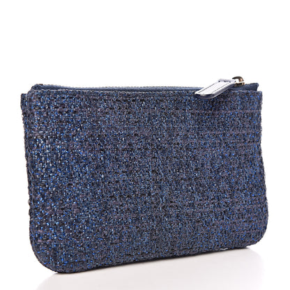 Chanel Woven Straw Raffia Deauville Cosmetic Pouch Blue 3 of 8