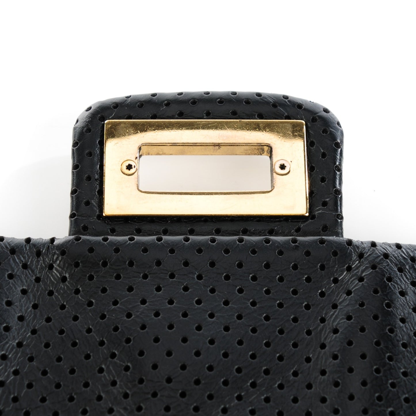 Calfskin Perforated Large Drill Flap Black