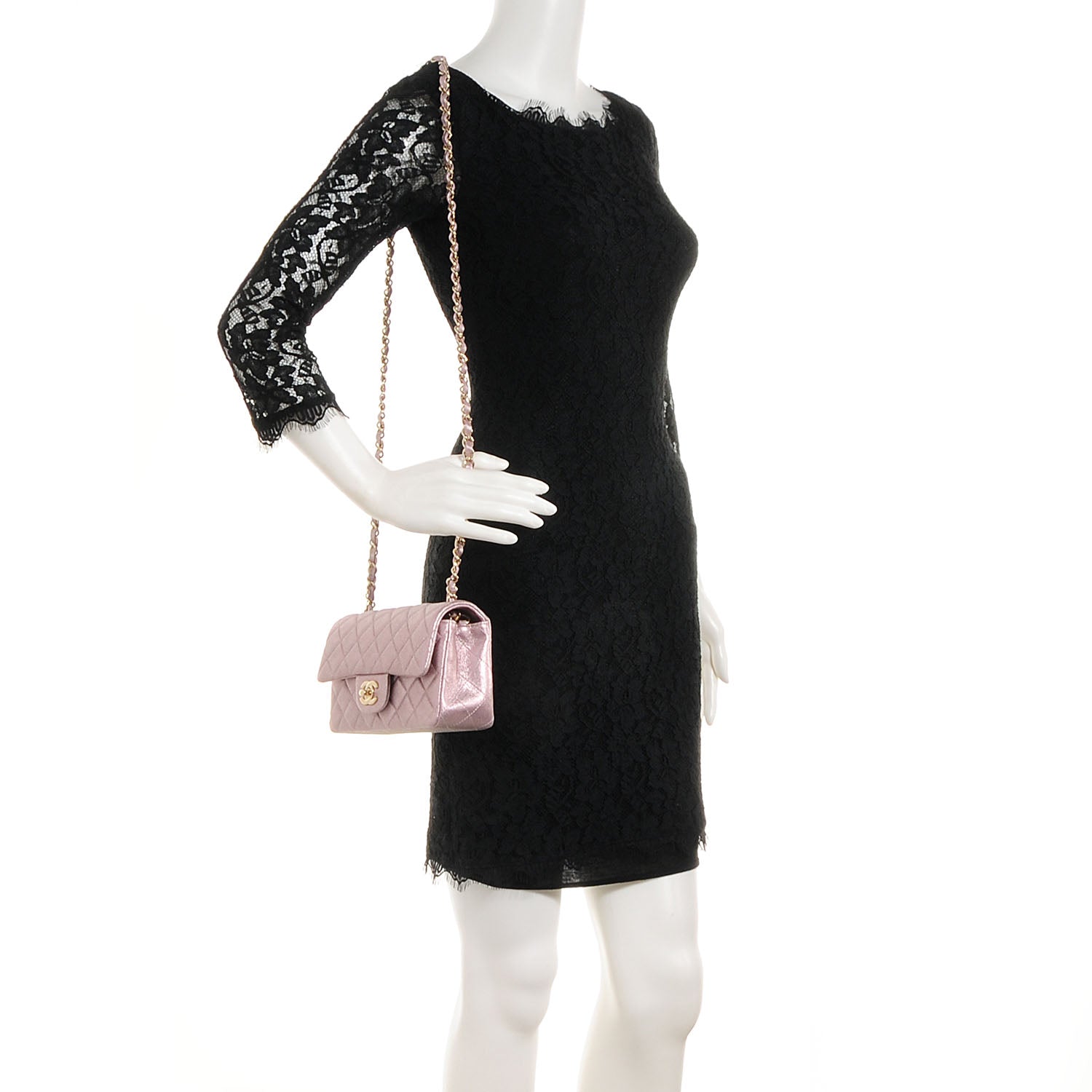 Chanel Metallic Goatskin Quilted Mini Flap Pink 2 of 8