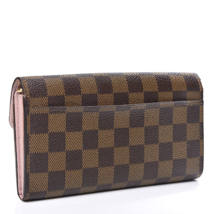 Louis Vuitton Damier Ebene Sarah Wallet NM Rose Ballerine 2 of 12