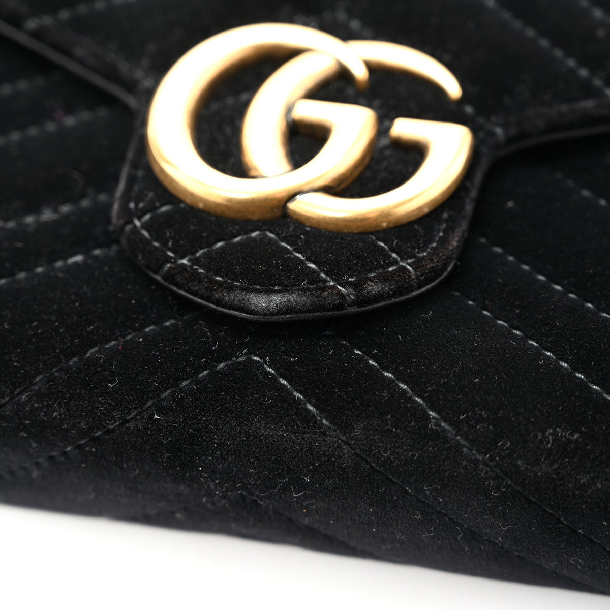 Velvet Matelasse GG Marmont Chain Wallet Black