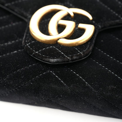 Gucci Velvet Matelasse GG Marmont Chain Wallet Black 11 of 12