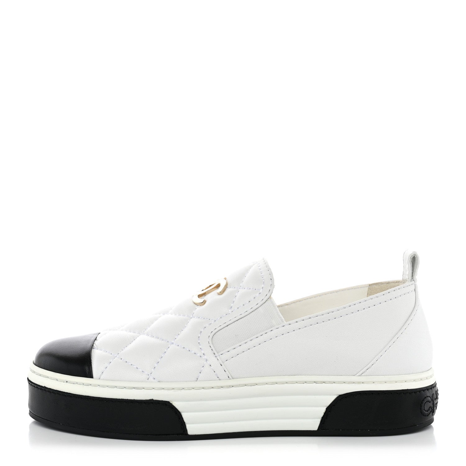 Chanel Lambskin Quilted Womens CC Stroll Sneakers 36 White 1 of 10