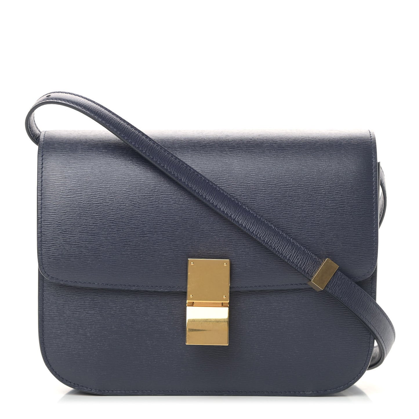 Liege Calfskin Medium Classic Box Flap Bag Dark Blue
