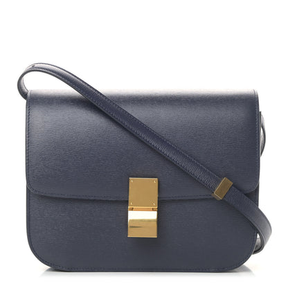 Celine Liege Calfskin Medium Classic Box Flap Bag Dark Blue 1 of 9