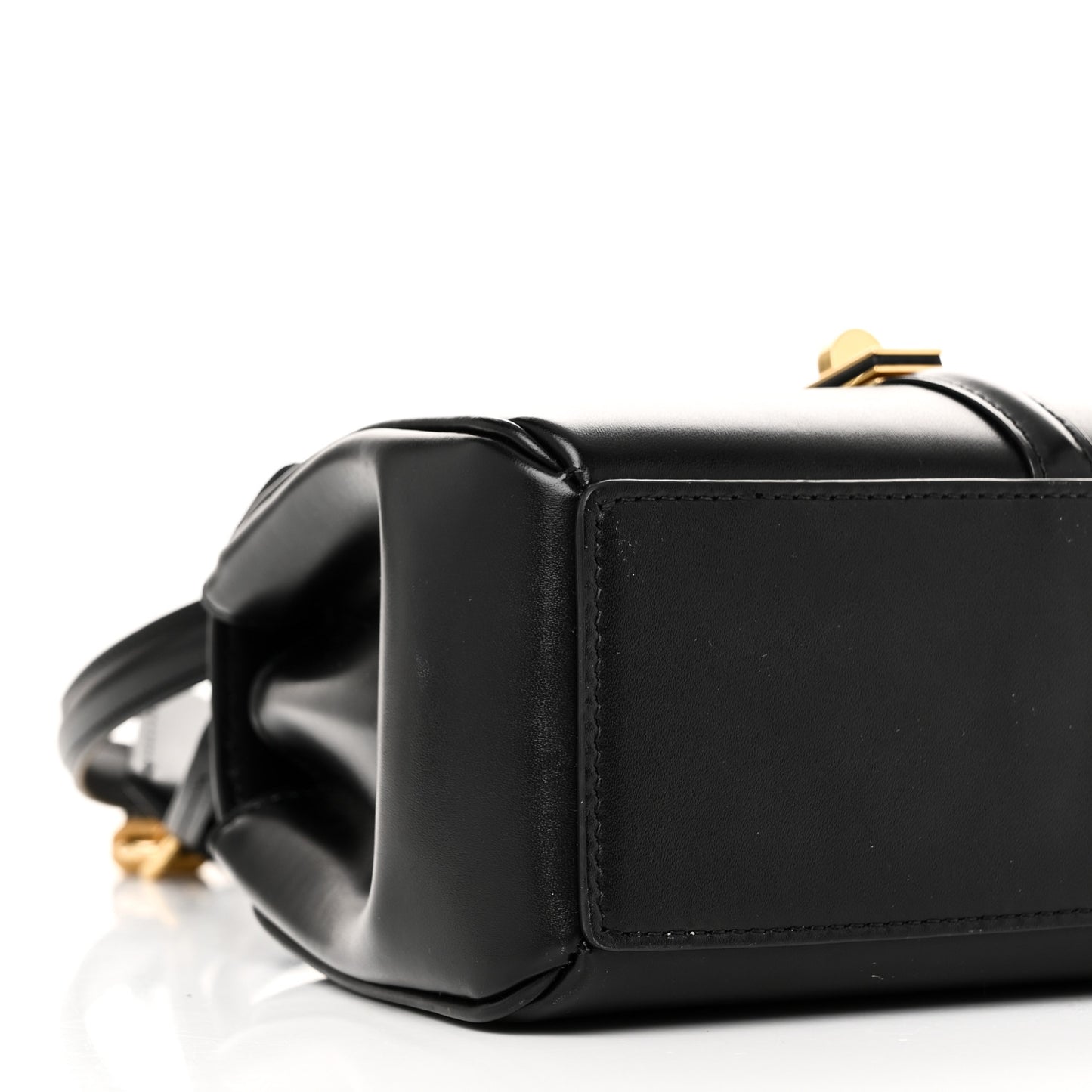 Satinated Calfskin Mini 16 Top Handle Bag Black