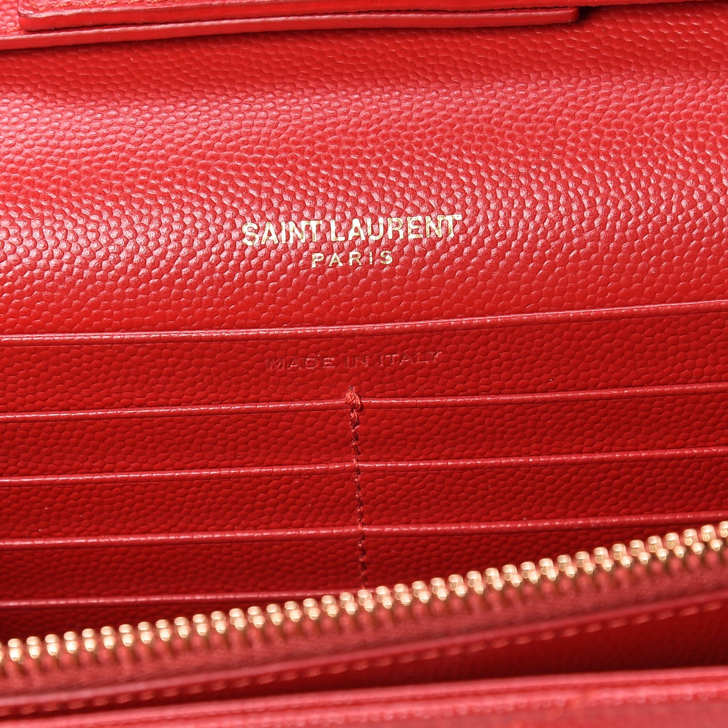 Saint Laurent Grain De Poudre Matelasse Chevron Monogram Chain Wallet New Red 7 of 9