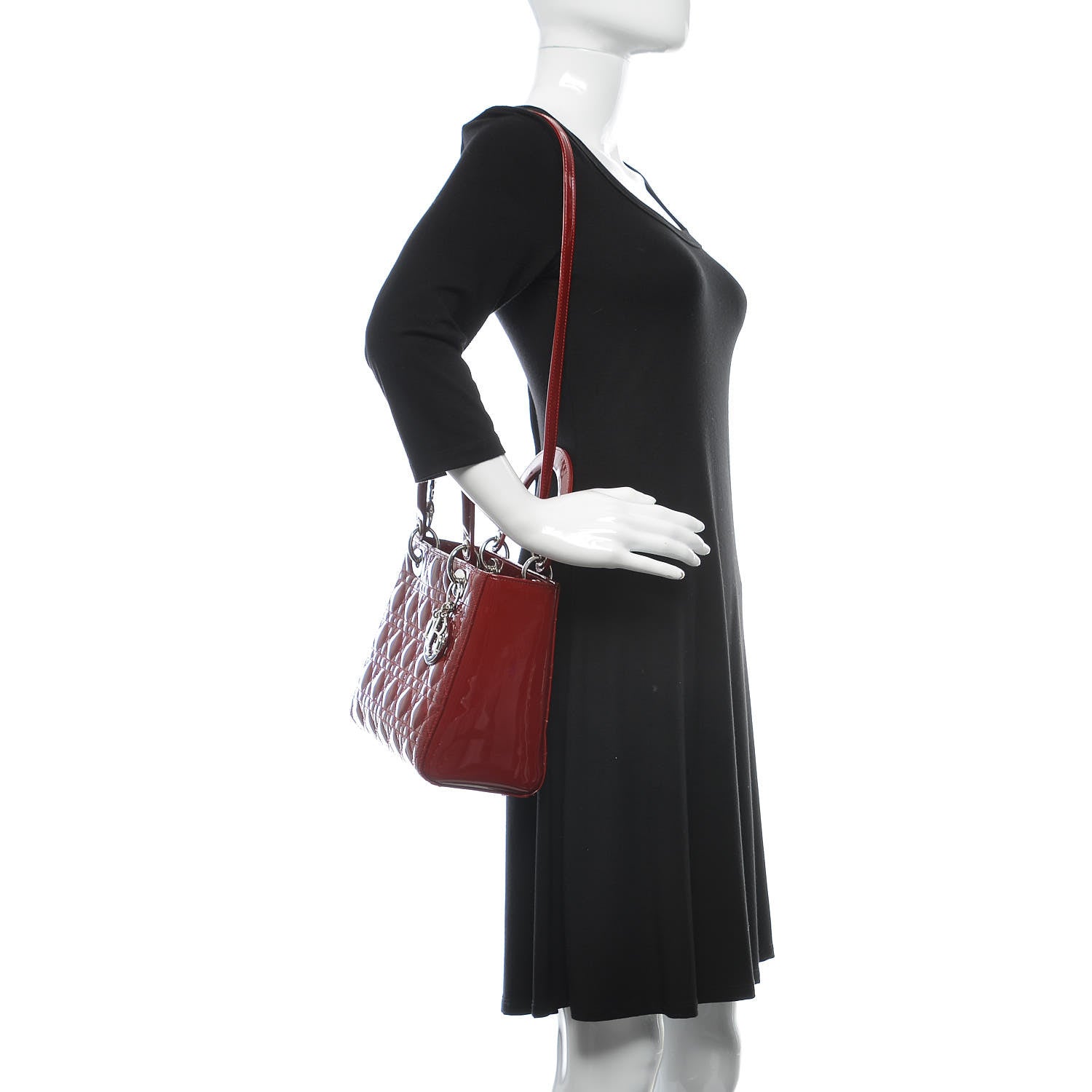 Christian Dior Patent Cannage Medium Lady Dior Red 2 of 9