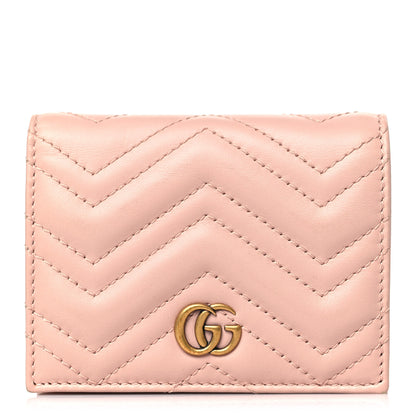 Gucci Calfskin Matelasse GG Marmont Card Case Wallet Perfect Pink 1 of 9