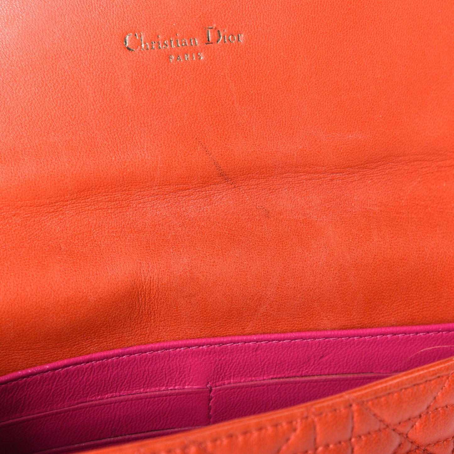 Lambskin Cannage Miss Dior Promenade Pouch Vermillion