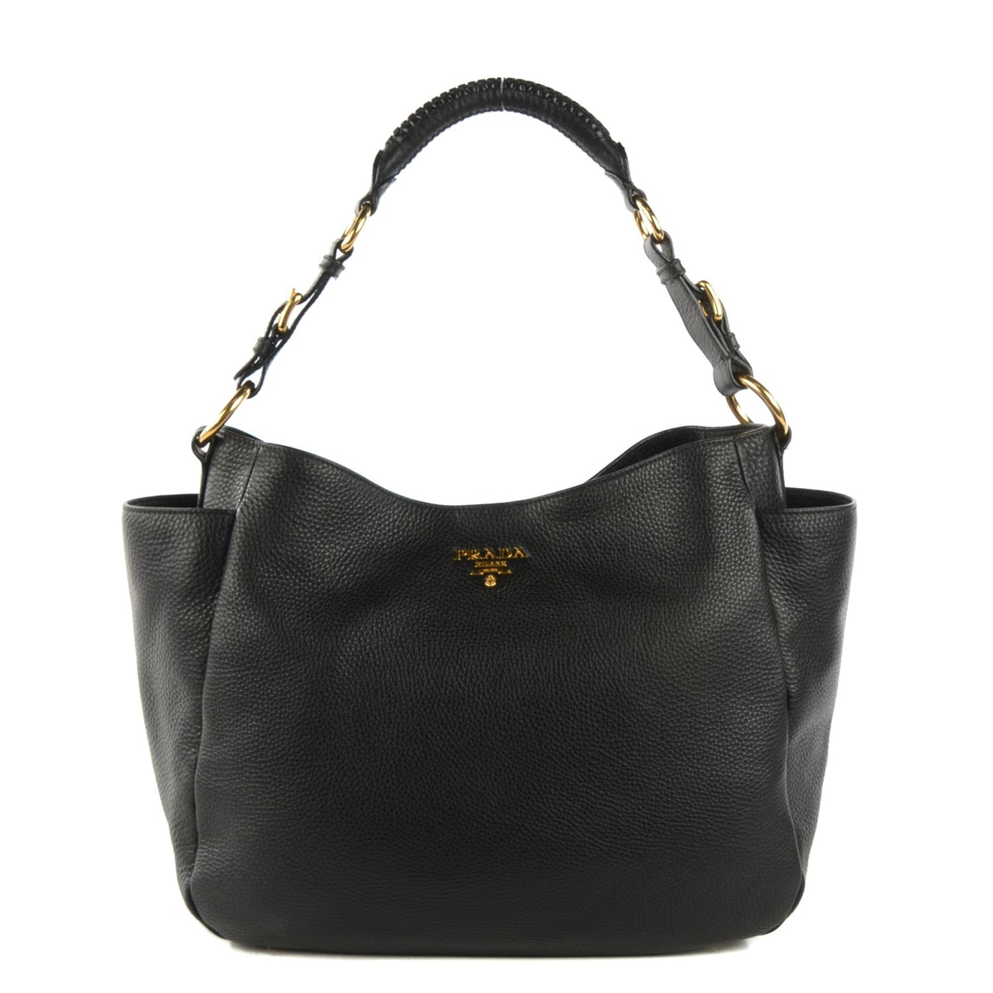 Vitello Daino Side Pocket Hobo Nero Black