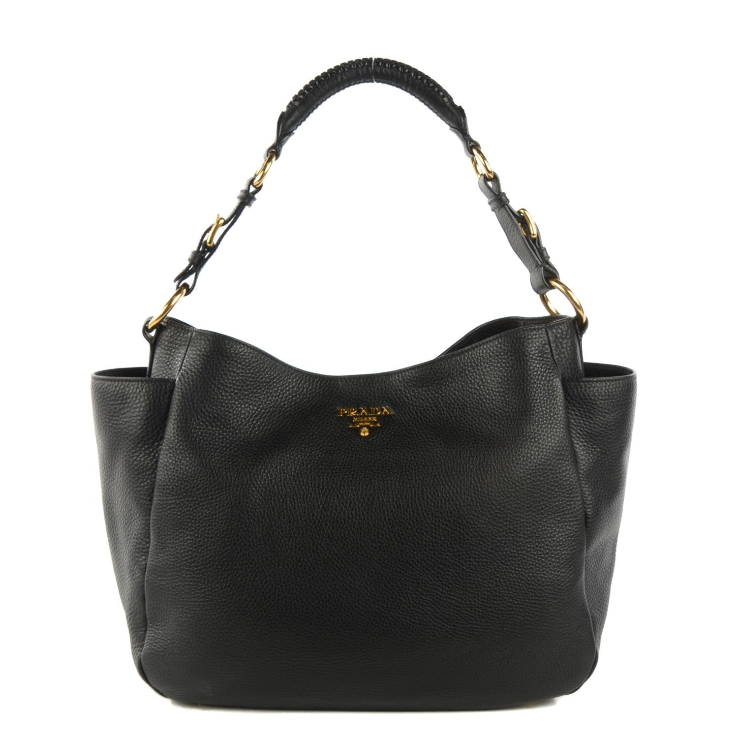Prada Vitello Daino Side Pocket Hobo Nero Black 1 of 8