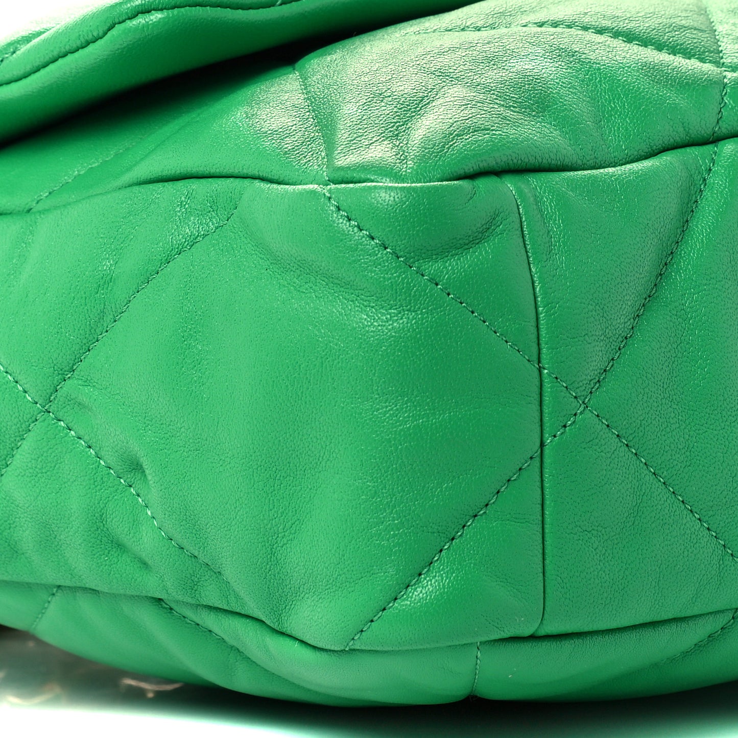 Goatskin Quilted Large Chanel 19 Flap Green