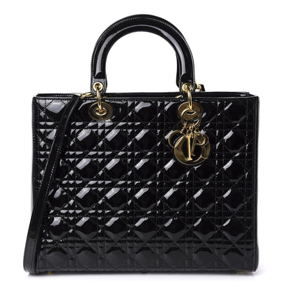 Christian Dior Patent Cannage Large Lady Dior Black 1 of 10