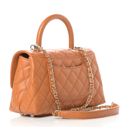 Chanel Caviar Quilted Mini Coco Handle Flap Light Brown 3 of 11