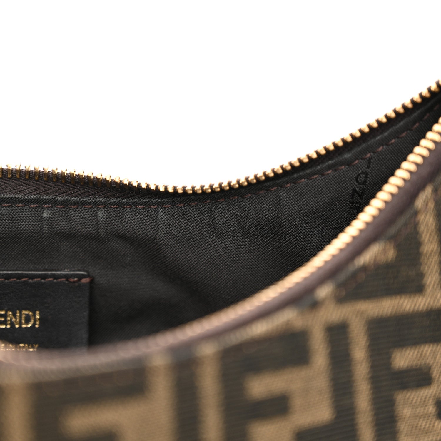 Fendi Fabric Jacquard Vitello Grace FF 1974 Small Fendigraphy Hobo Bag Tobacco Moro Ebano 10 of 10