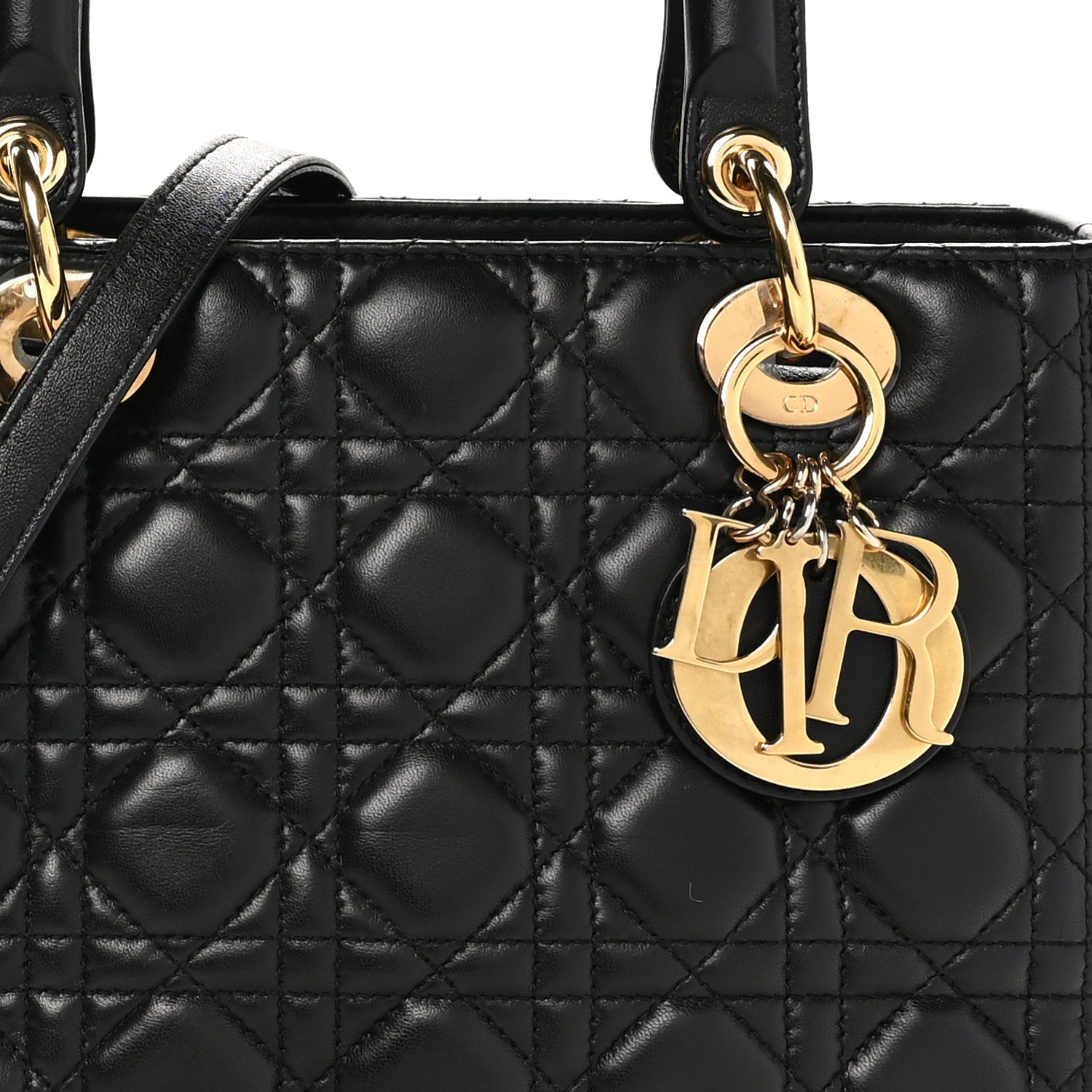 Christian Dior Lambskin Cannage Medium Lady Dior Black 8 of 10