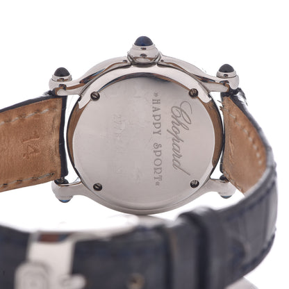 Chopard Stainless Steel Alligator Diamond 26mm Happy Sport Moon Star Quartz Watch Black 5 of 6