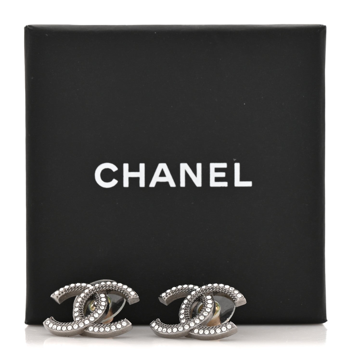 Chanel Ruthenium Crystal CC Earrings 5 of 5
