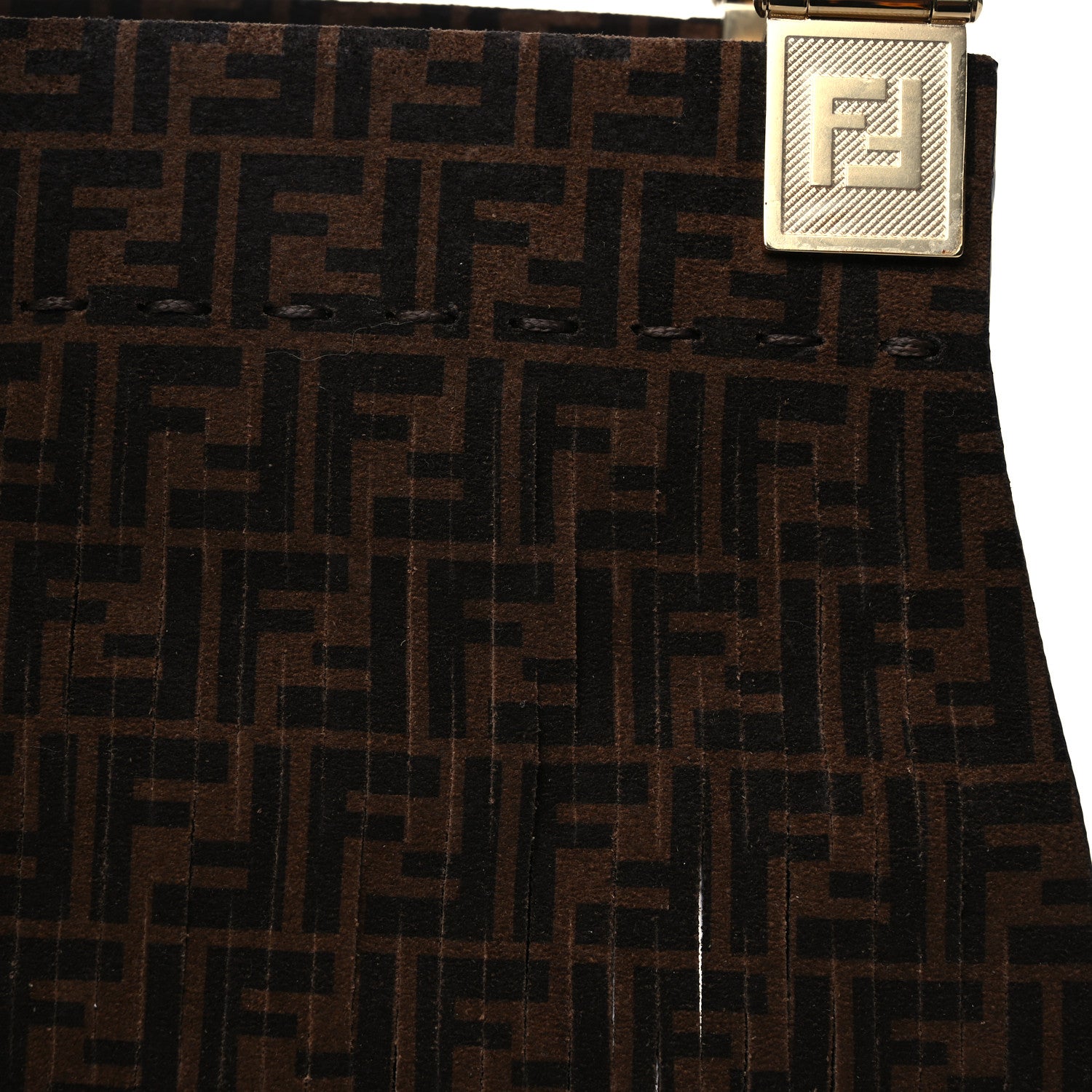 Fendi Suede Plexiglass FF Mesh Fendi Sunny Tote Bag Sigaro Moro 8 of 11