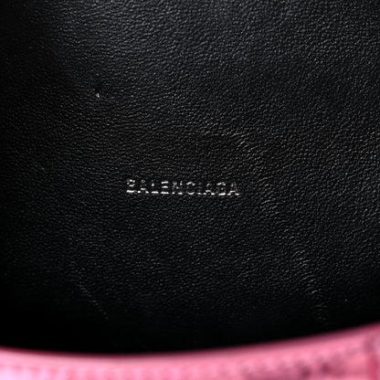 Balenciaga Metallic Shiny Calfskin Crocodile Embossed Hourglass Top Handle Bag XS Pink 6 of 18