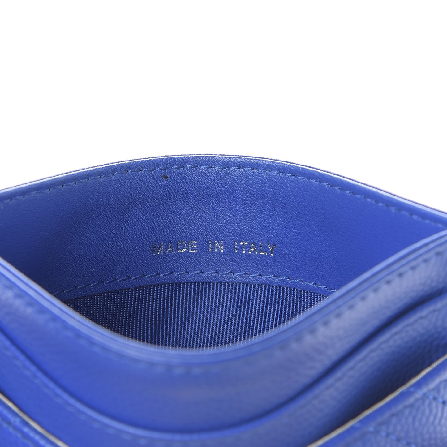 Caviar Chevron Quilted Card Holder Bright Blue