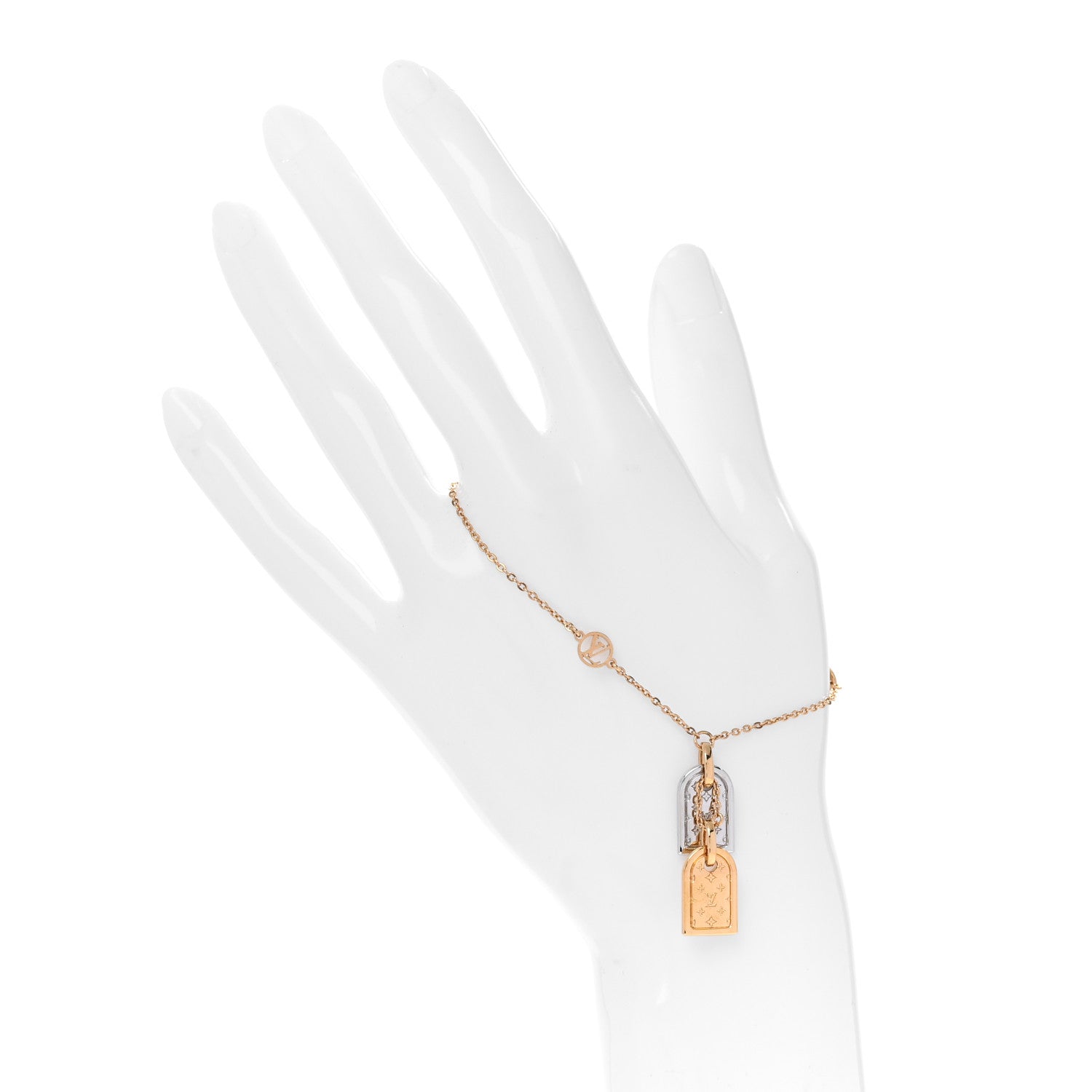 Louis Vuitton Brass Nanogram Bracelet Silver Gold 2 of 5