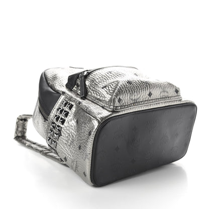 MCM Metallic Visetos Side Stud Mini Stark Backpack Silver Black 3 of 10