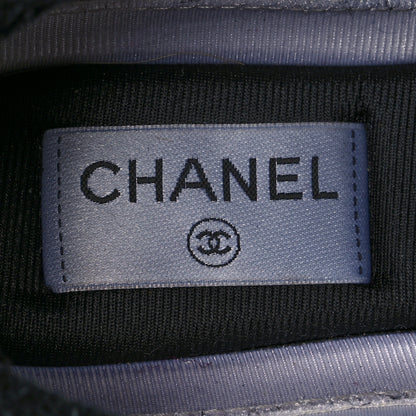 Chanel Nylon Calfskin Suede CC Womens Sneakers 36 Navy White Orange Black 7 of 9