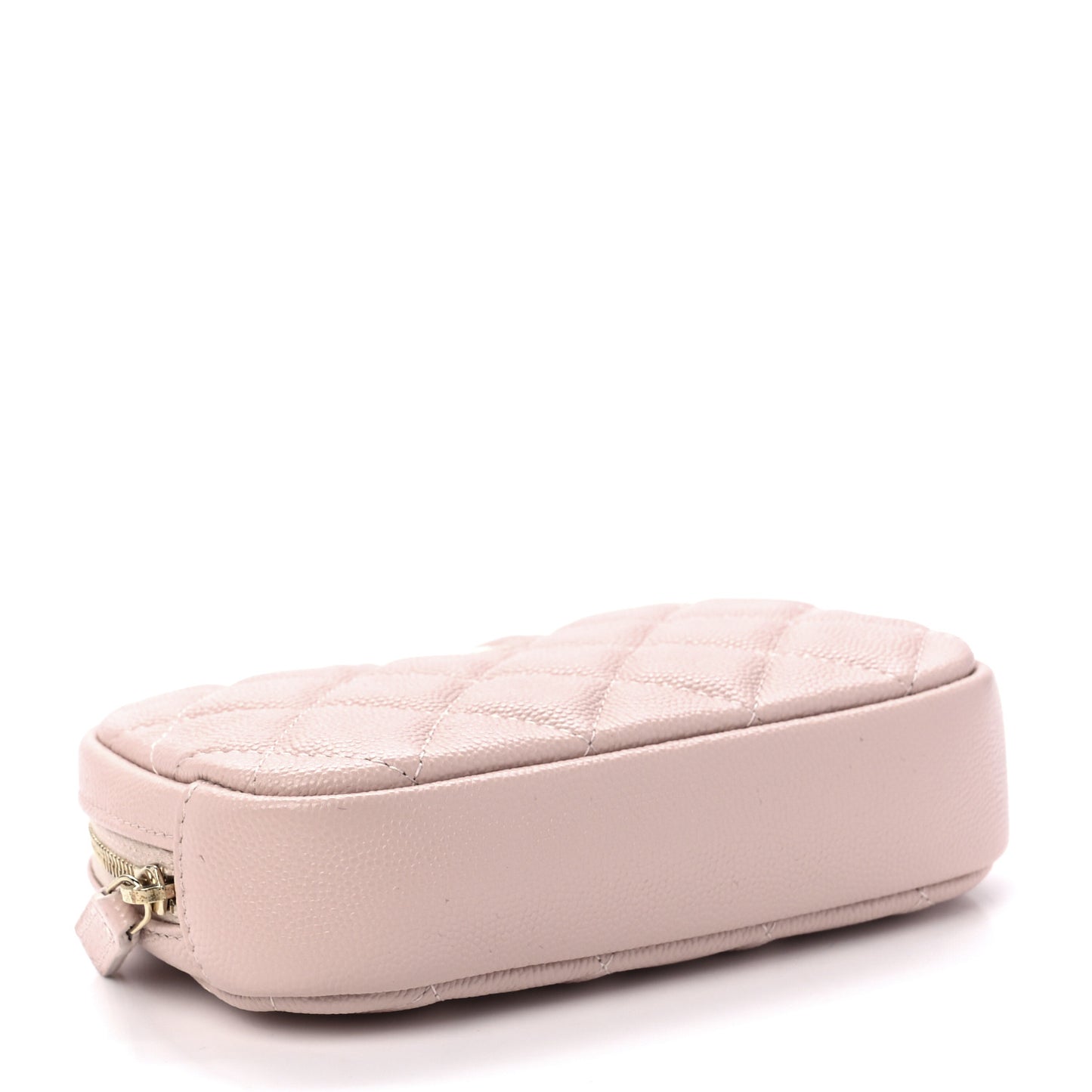 Caviar Quilted Small Curvy Pouch Cosmetic Case Light Pink