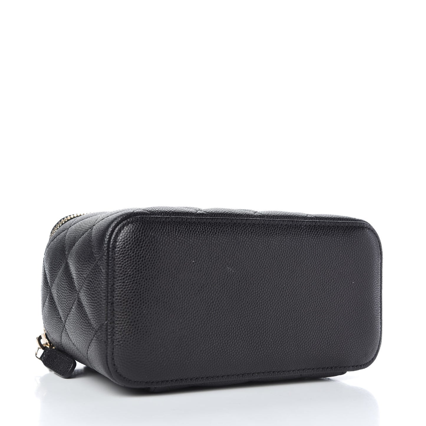 Caviar Quilted Small Vanity Case With Chain Black