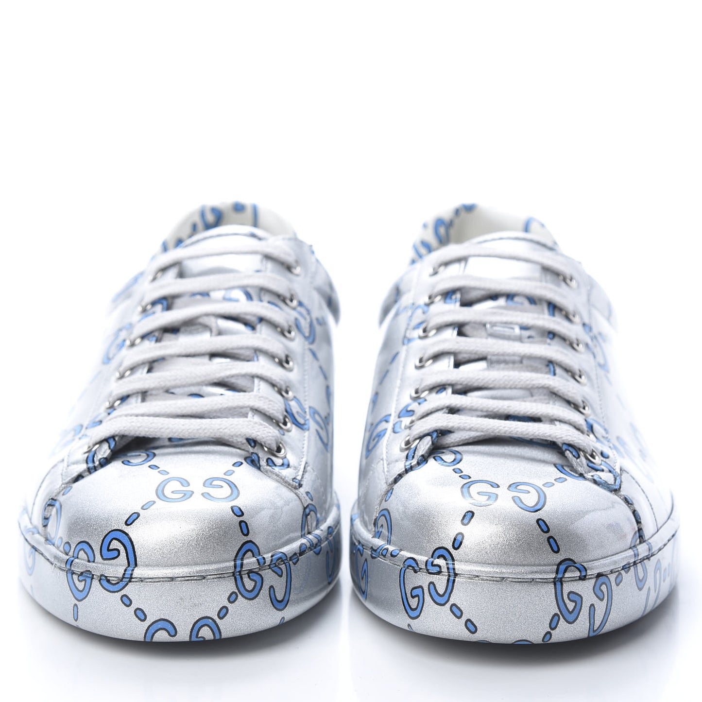Miro Rubber Wax GucciGhost Print Mens New Ace Sneakers 10.5 Silver