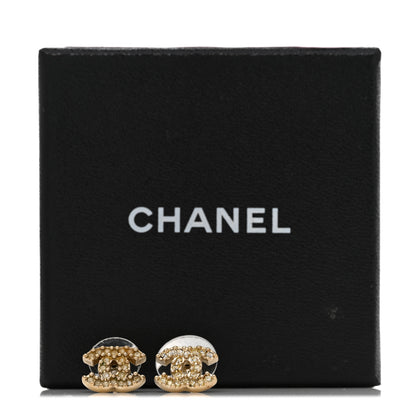 Chanel Crystal Mini CC Earrings Light Gold 8 of 8