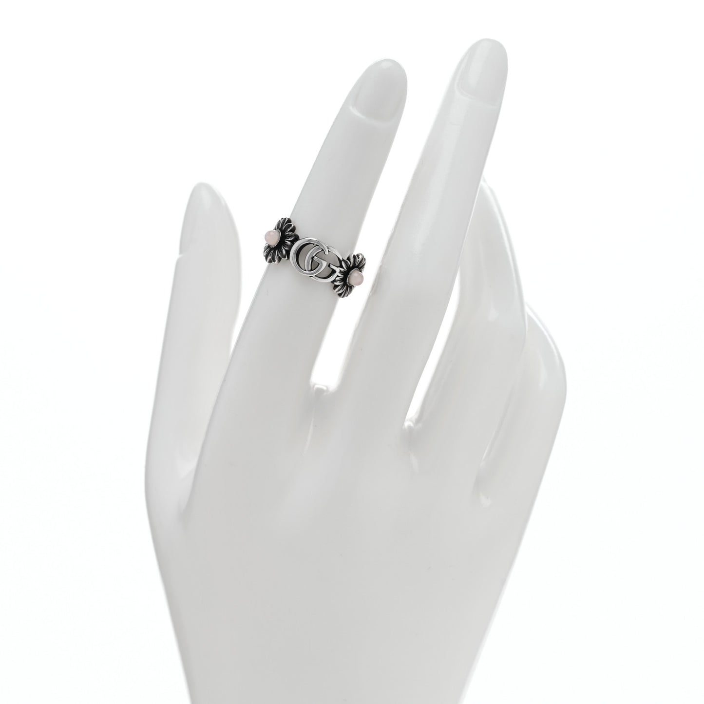 Sterling Silver Mother of Pearl Double G Marmont Flower Ring 52 6