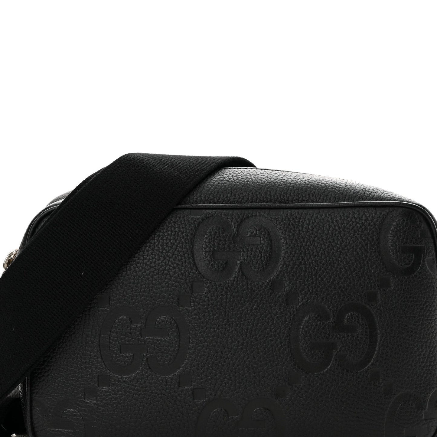 Piuma Calfskin Jumbo GG Embossed Medium Messenger Bag Black