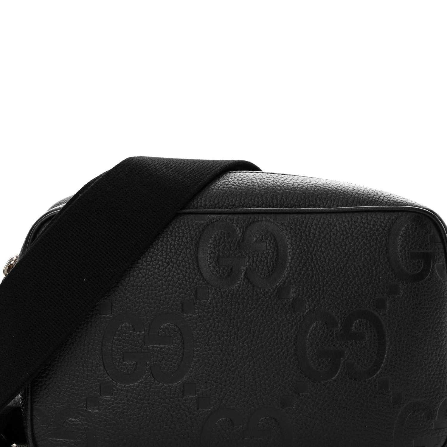 Gucci Piuma Calfskin Jumbo GG Embossed Medium Messenger Bag Black 7 of 10