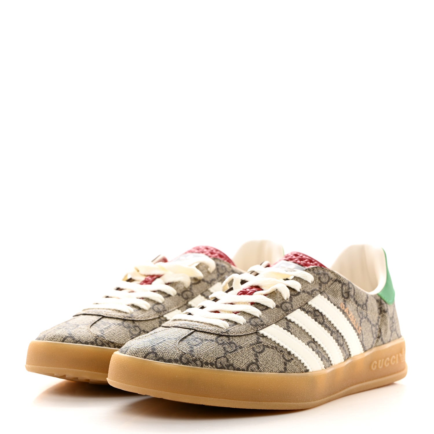 Gucci X ADIDAS GG Supreme Monogram Mens Gazelle Sneakers 9 Beige Ebony Off White New Shamarock 3 of 9