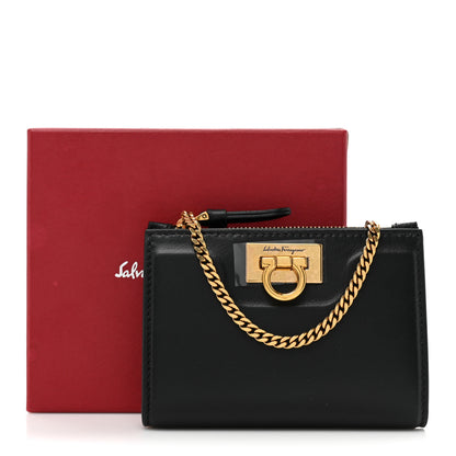 Salvatore Ferragamo Calfskin Gancini Chain Wallet Black 10 of 10