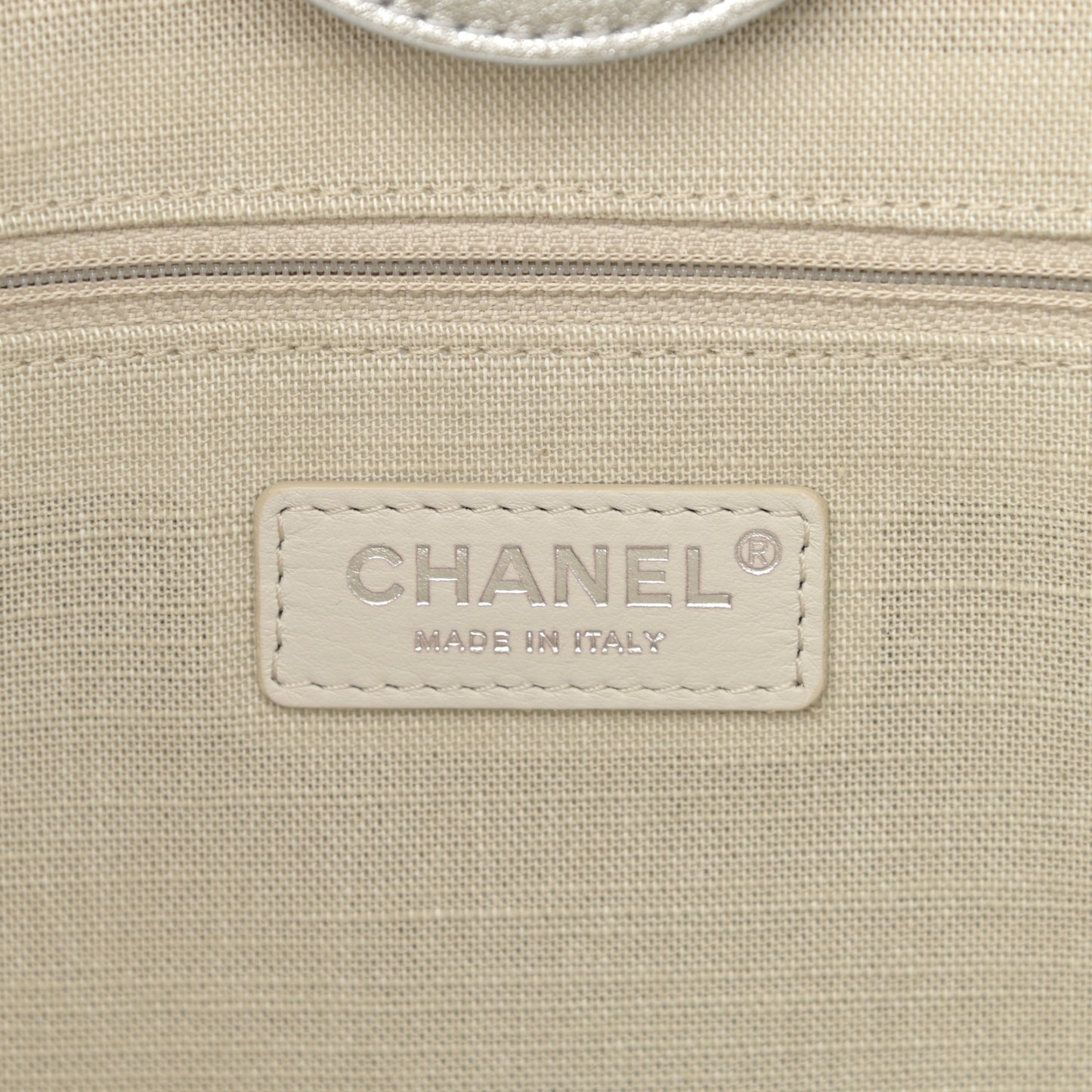 Metallic Calfskin Medium Deauville Tote Silver