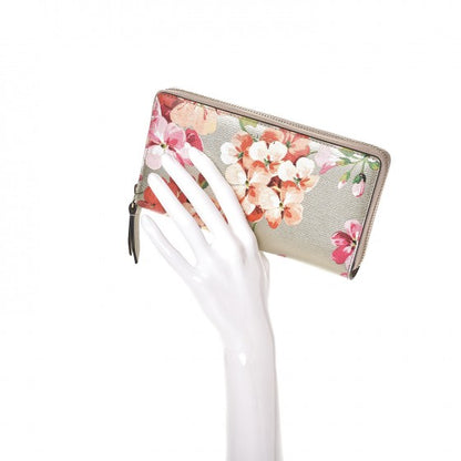 Gucci Metallic Shangai Calfskin Blooms Print Zip Around Wallet Gold Multicolor 2 of 8