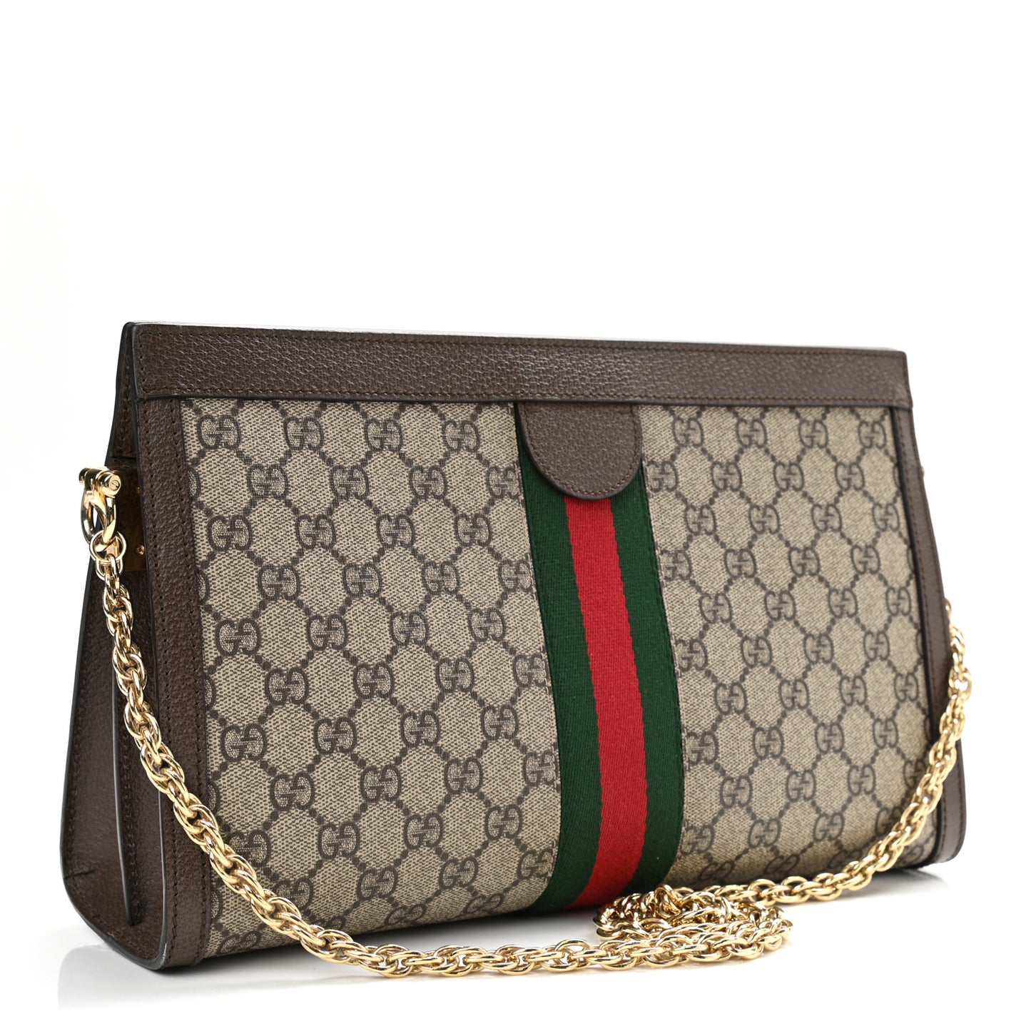 GG Supreme Monogram Web Medium Ophidia Chain Shoulder Bag Brown