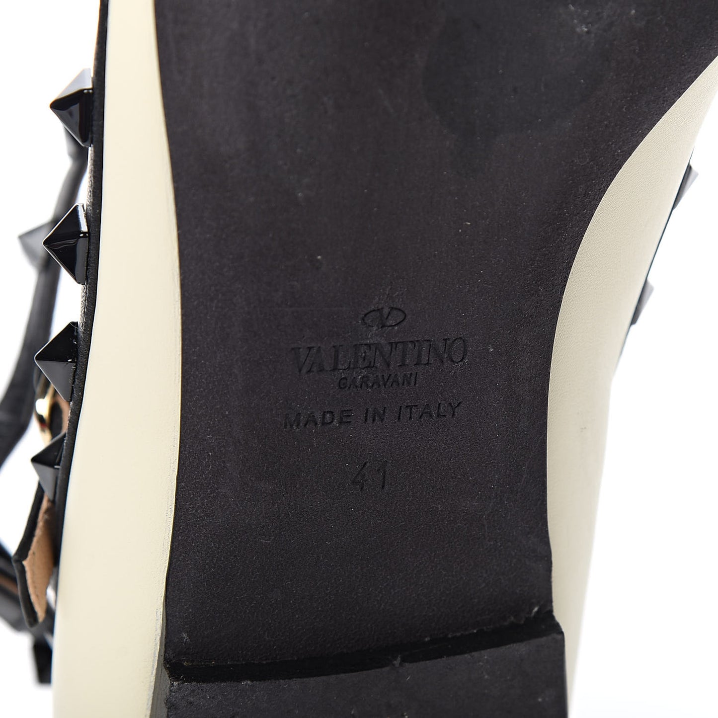 Nappa Rockstud Cage Ballerina Flats 41 Ivory Black
