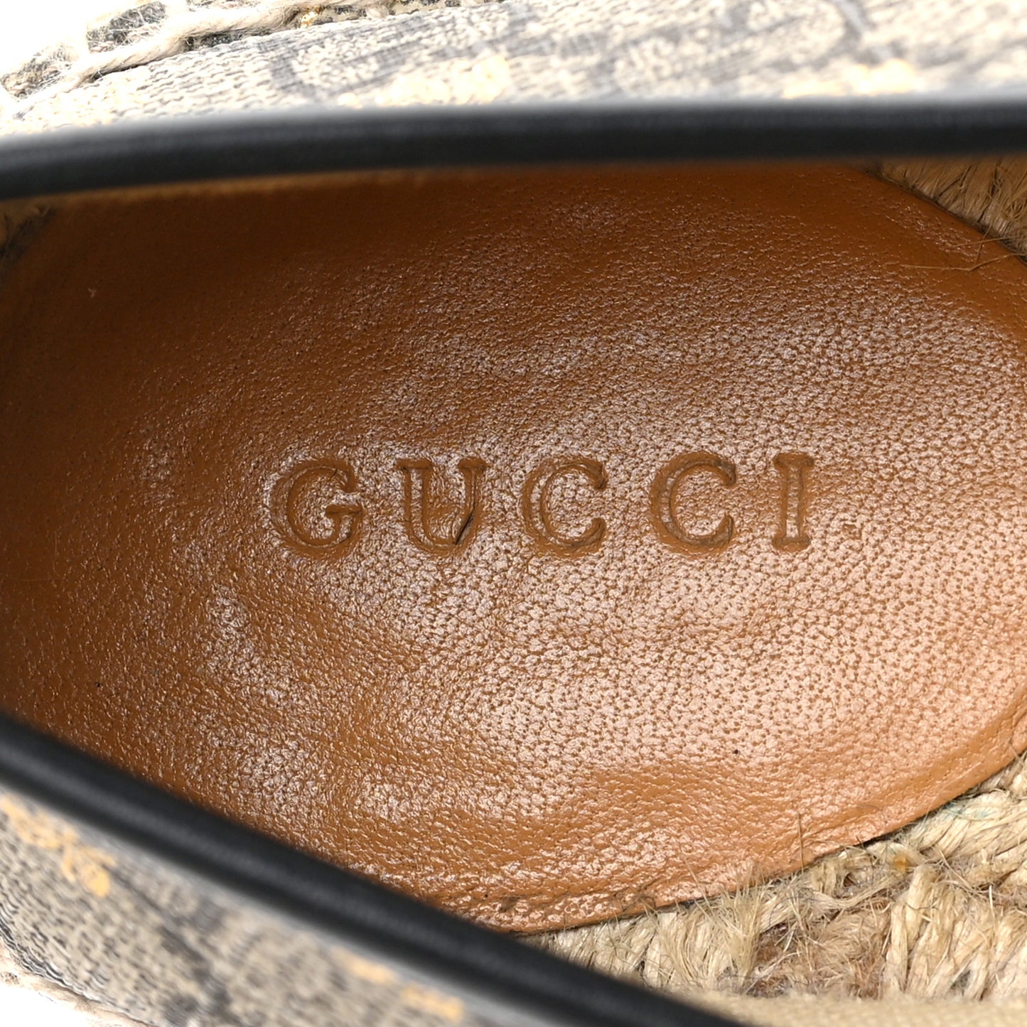 GG Supreme Monogram Bees Espadrille Flats 37 Beige Ebony Oro Black