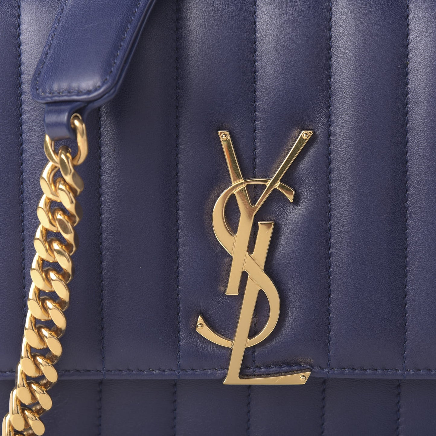 Lambskin Matelasse Monogram Medium Vicky Chain Bag Blue