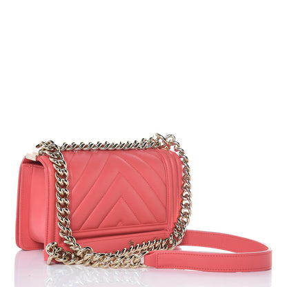 Chanel Calfskin Chevron Quilted Small Boy Flap Pink 3 of 7