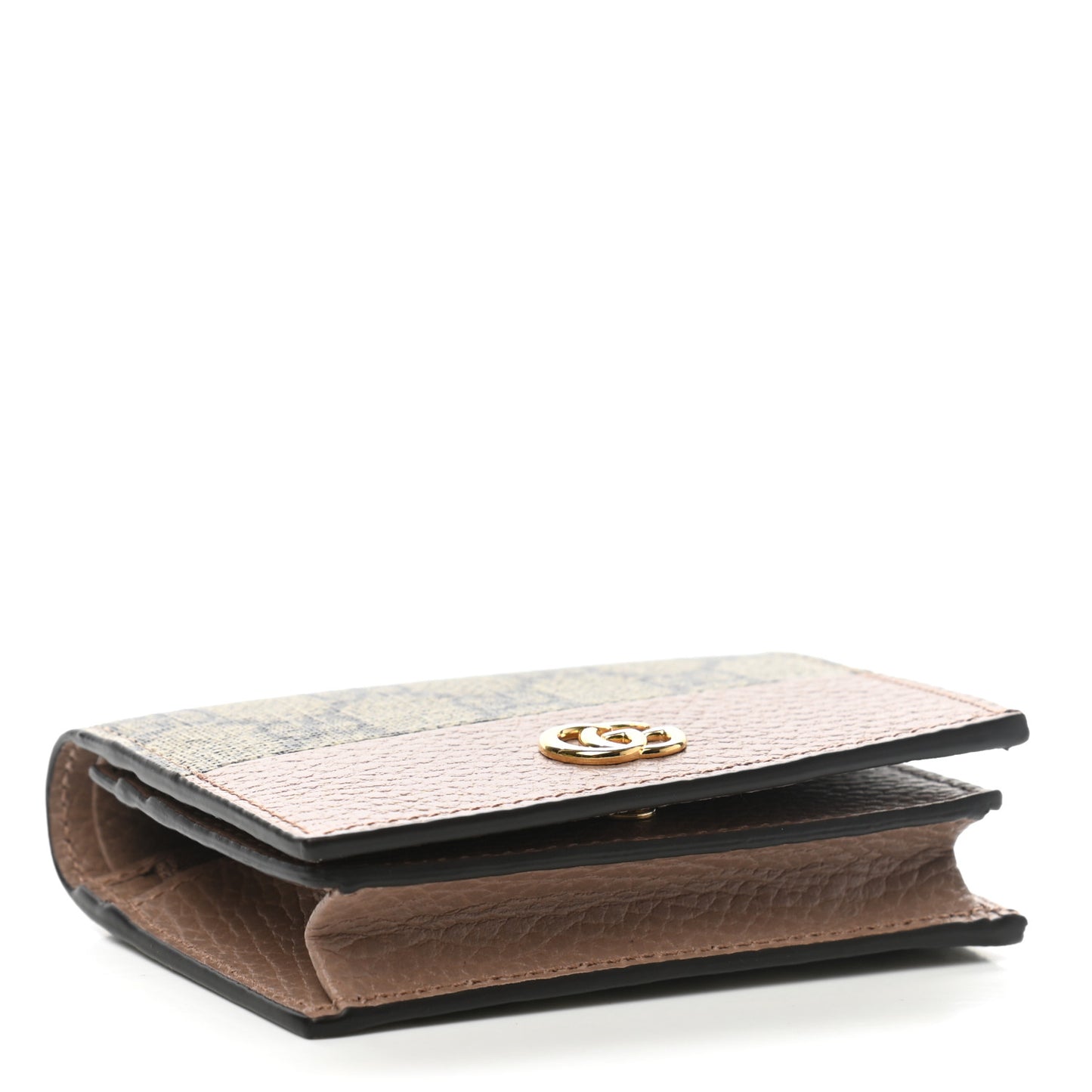 Dollar Calfskin GG Supreme Monogram GG Marmont Card Case Porcelain Rose Beige Ebony