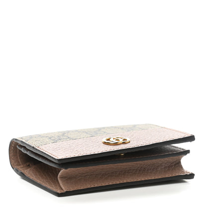 Gucci Dollar Calfskin GG Supreme Monogram GG Marmont Card Case Porcelain Rose Beige Ebony 4 of 8