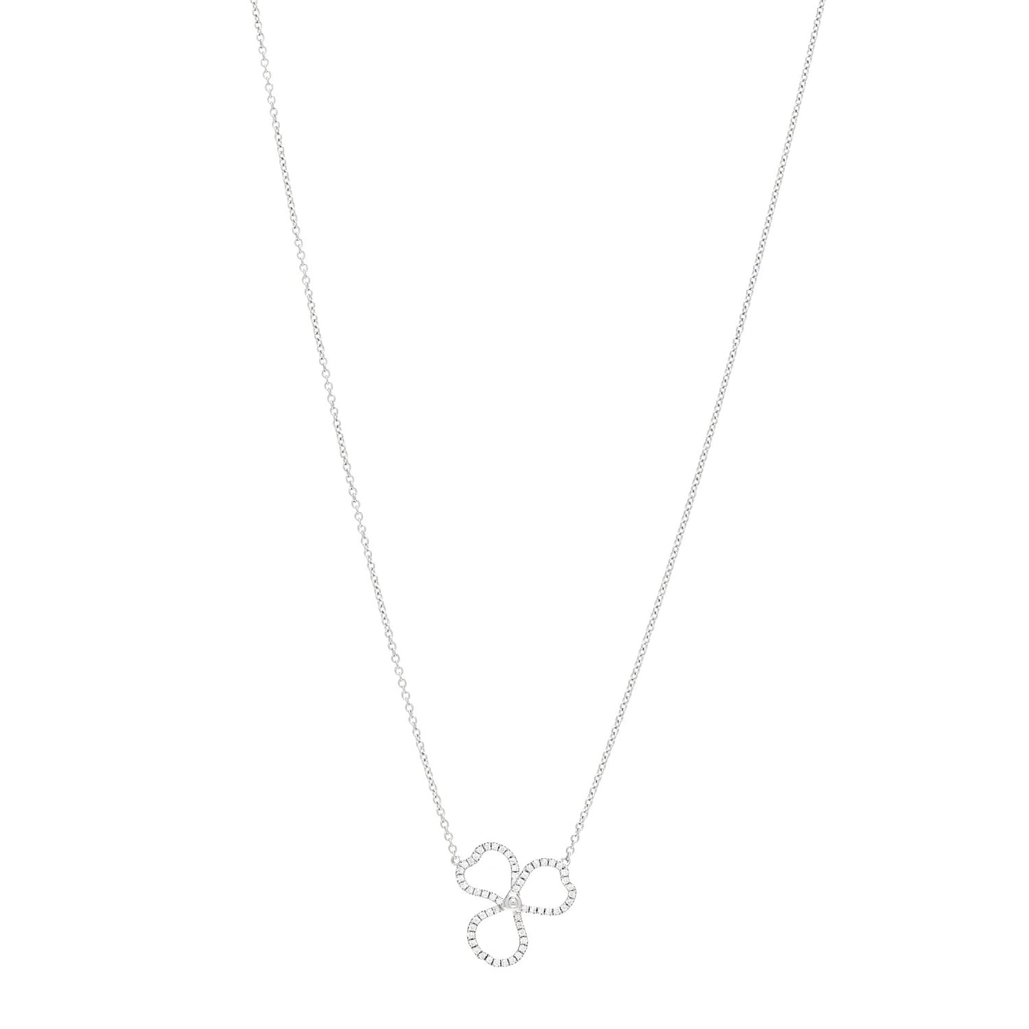 Platinum Diamond Small Paper Flowers Pendant Necklace