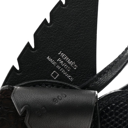 Hermes Epsom Chevre Mysore Swift Alligator Lizard Birdy Bag Charm Black 3 of 5